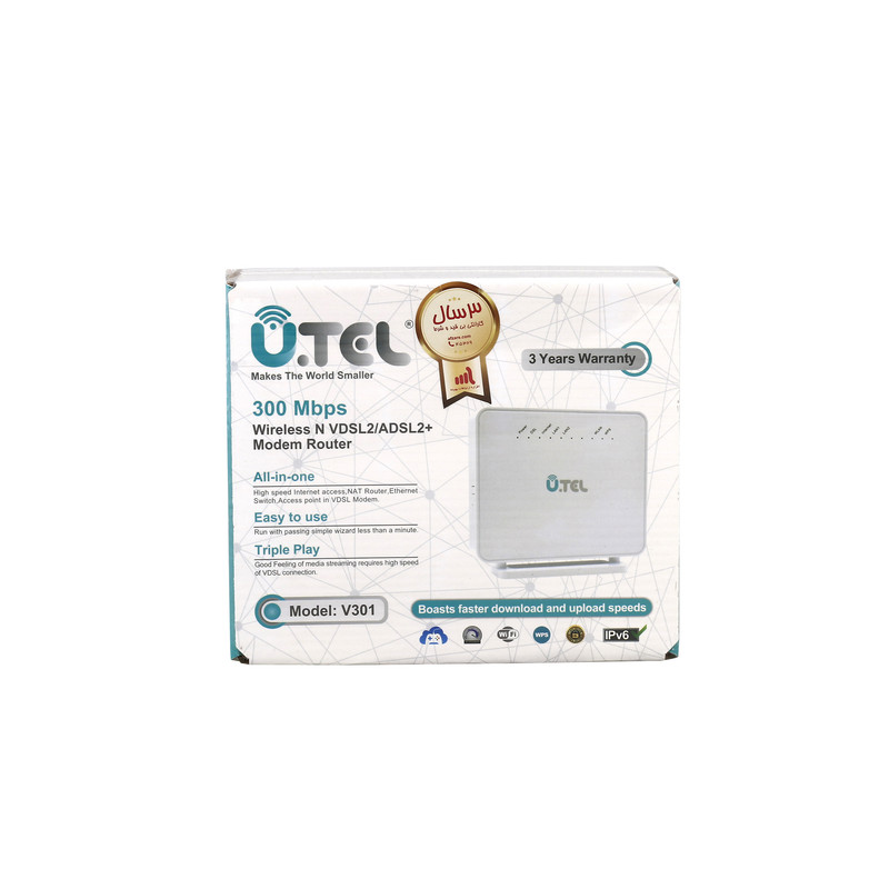 مودم روتر یوتل VDSL/ADSL Plus بی سیم مدل V301 4 مودم روتر یوتل VDSL/ADSL Plus بی سیم مدل V301