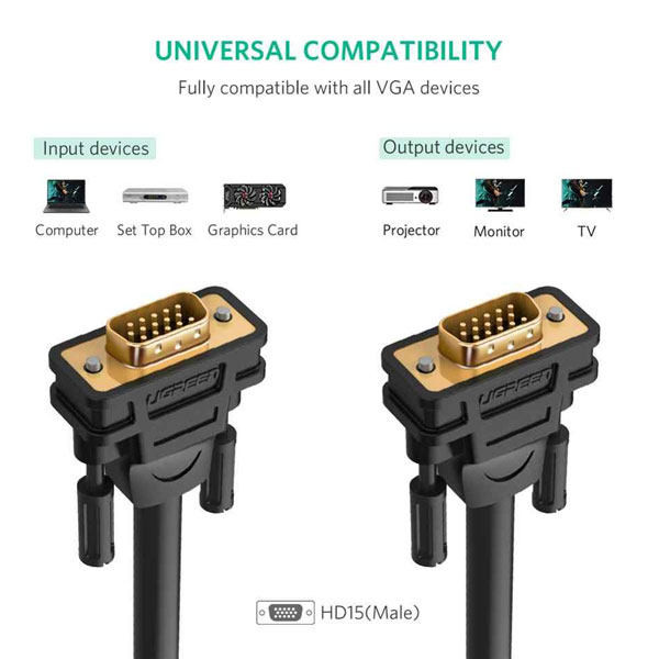 کابل VGA یوگرین مدل VG101-11632 طول 5 متر 17 کابل VGA یوگرین مدل VG101-11632 طول 5 متر