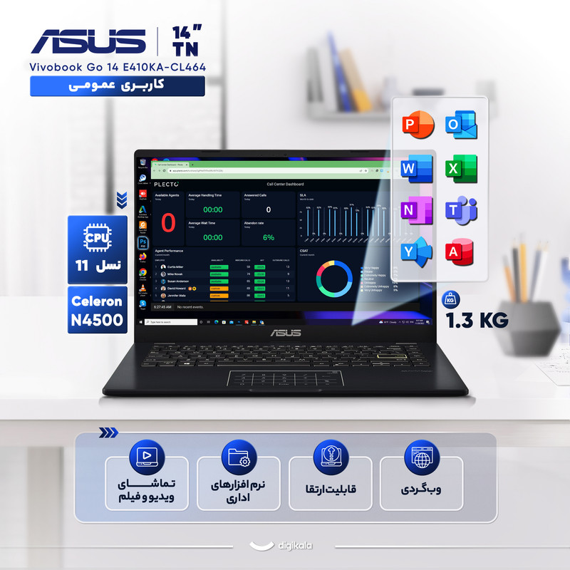 لپ تاپ 14 اینچی ایسوس مدل Vivobook Go 14 E410KA-CL464-Celeron N4500-4GB DDR4 3200MHz-64GB eMMC-TN-W 4 لپ تاپ 14 اینچی ایسوس مدل Vivobook Go 14 E410KA-CL464-Celeron N4500-4GB DDR4 3200MHz-64GB eMMC-TN-W