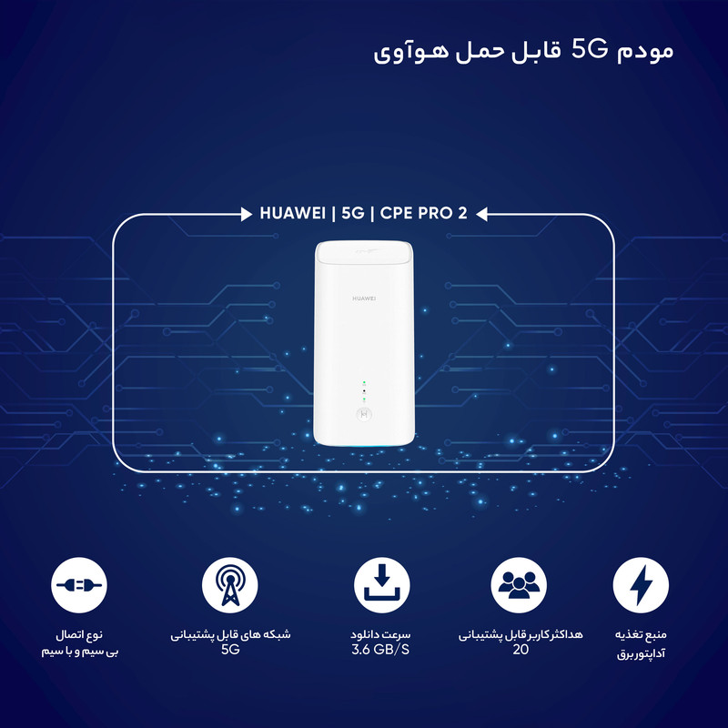 مودم 5G هوآوی مدل H122-373 5G CPE Pro 2 11 مودم 5G هوآوی مدل H122-373 5G CPE Pro 2