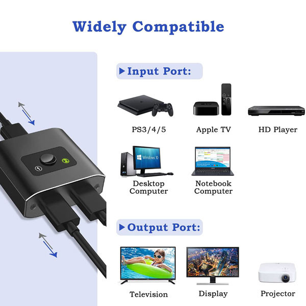 سوئیچ 2 پورت HDMI مدل HSW-212U 10 سوئیچ 2 پورت HDMI مدل HSW-212U