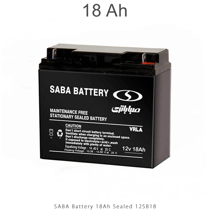 باتری یو پی اس 12 ولت 18 آمپر ساعت صبا باتری مدل 12SB 18 4 باتری یو پی اس 12 ولت 18 آمپر ساعت صبا باتری مدل 12SB 18