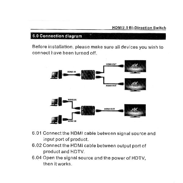 سوئیچ 2 پورت HDMI مدل HSW-212U 19 سوئیچ 2 پورت HDMI مدل HSW-212U