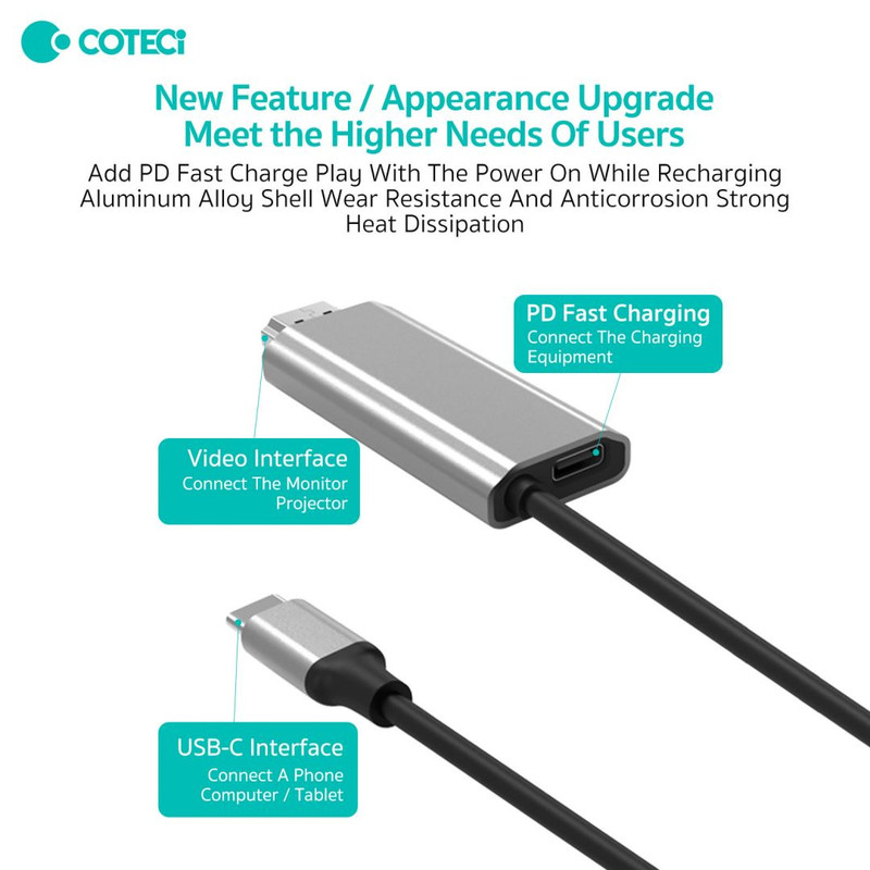 کابل تبدیل USB-C به HDMI کوتتسی مدل 33025 طول 2 متر 8 کابل تبدیل USB-C به HDMI کوتتسی مدل 33025 طول 2 متر