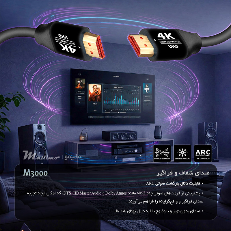 کابل HDMI 4K مالیمو مدل M3000 طول 1.5 متر 13 کابل HDMI 4K مالیمو مدل M3000 طول 1.5 متر