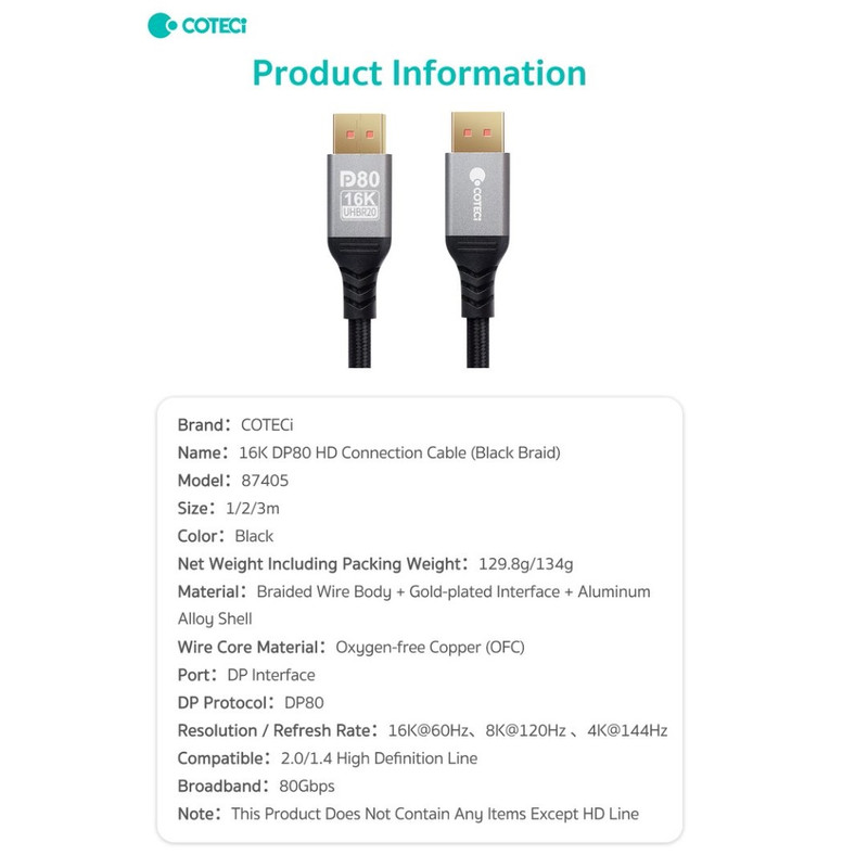 کابل Display Port کوتتسی مدل 87405 طول 2 متر 7 کابل Display Port کوتتسی مدل 87405 طول 2 متر